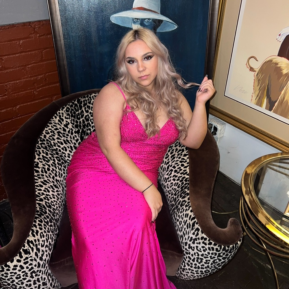 pink faviana prom dress